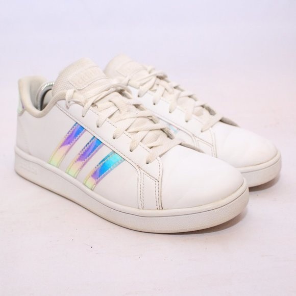 Adidas Sportswear Grand Court Trainers Kids Size 4 White Iridescent Multicolor - Picture 1 of 8